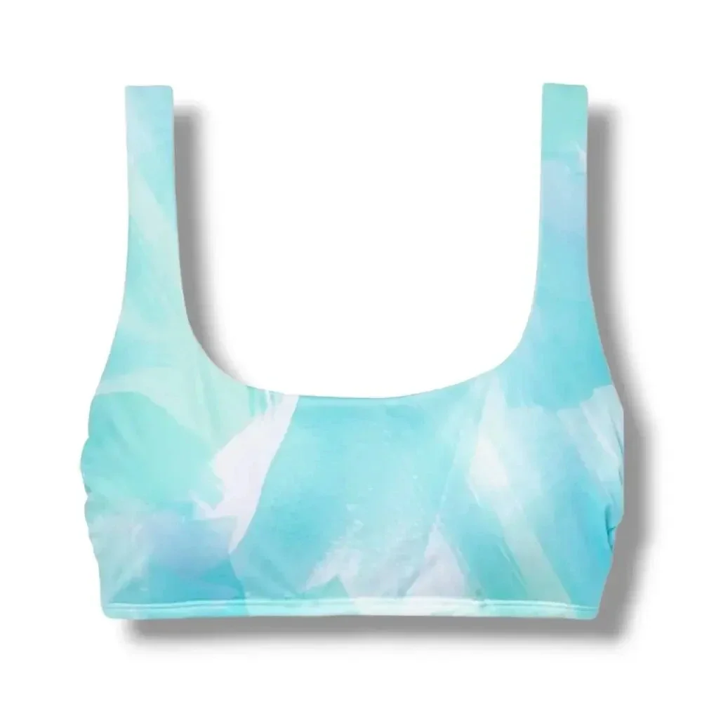 Kona Sol Women’s Blue Scoop Neck Bralette Bikini Swim Top Medium NWT